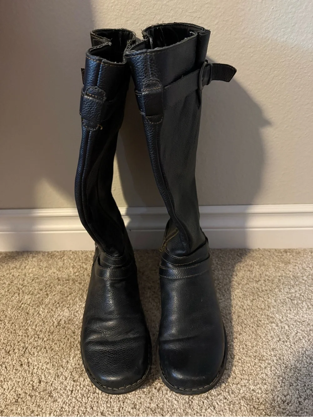 boc Black Leather Knee-High Riding Boots- size 8 wide calf